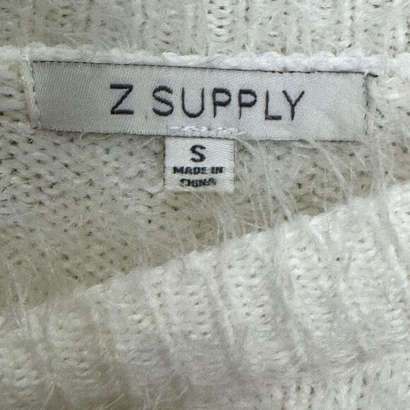 Z Supply Sweater Womens Small White Fuzzy Textured Pullover Crewneck Soft Cozy - Picture 3 of 8
